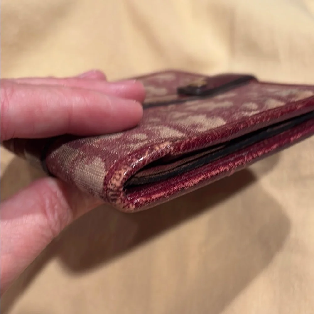 Rare! Christian Dior Red Vintage Trotter Wallet Elegant Compact Design